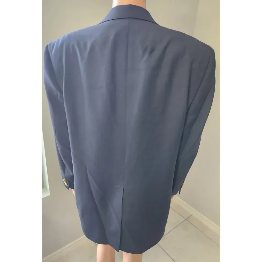 Nordstrom 40S Navy Blazer Gold‎ Buttons 100% Wool Italian Preppy Sport Coat